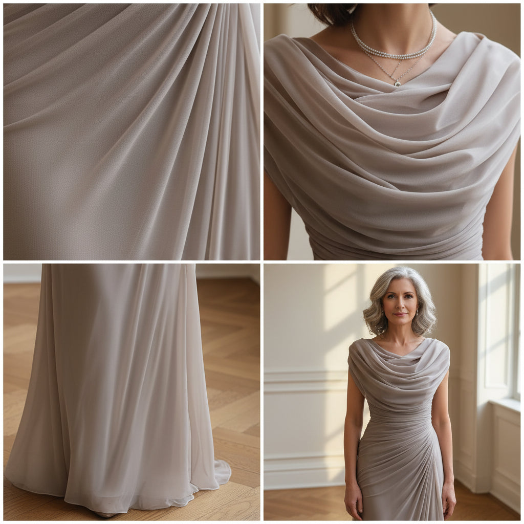 Elegante Maxi Jurk met Drapering — details