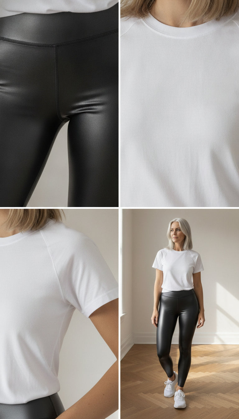 Lederlook Legging Zwart Hoge Taille - Figuurvormend &amp; Comfortabel — details