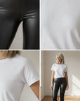 Lederlook Legging Zwart Hoge Taille - Figuurvormend & Comfortabel — details