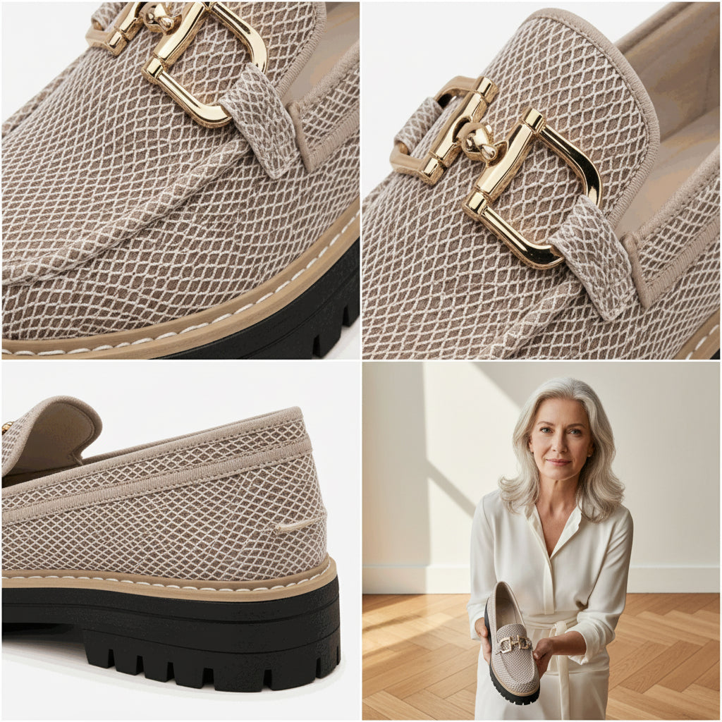 Romina - Ademende Mesh Loafers met Dikke Zolen — details