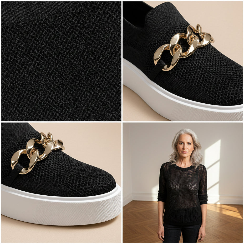Maria - Elegante Schoenen met Decoratieve Metalen Ketting — details