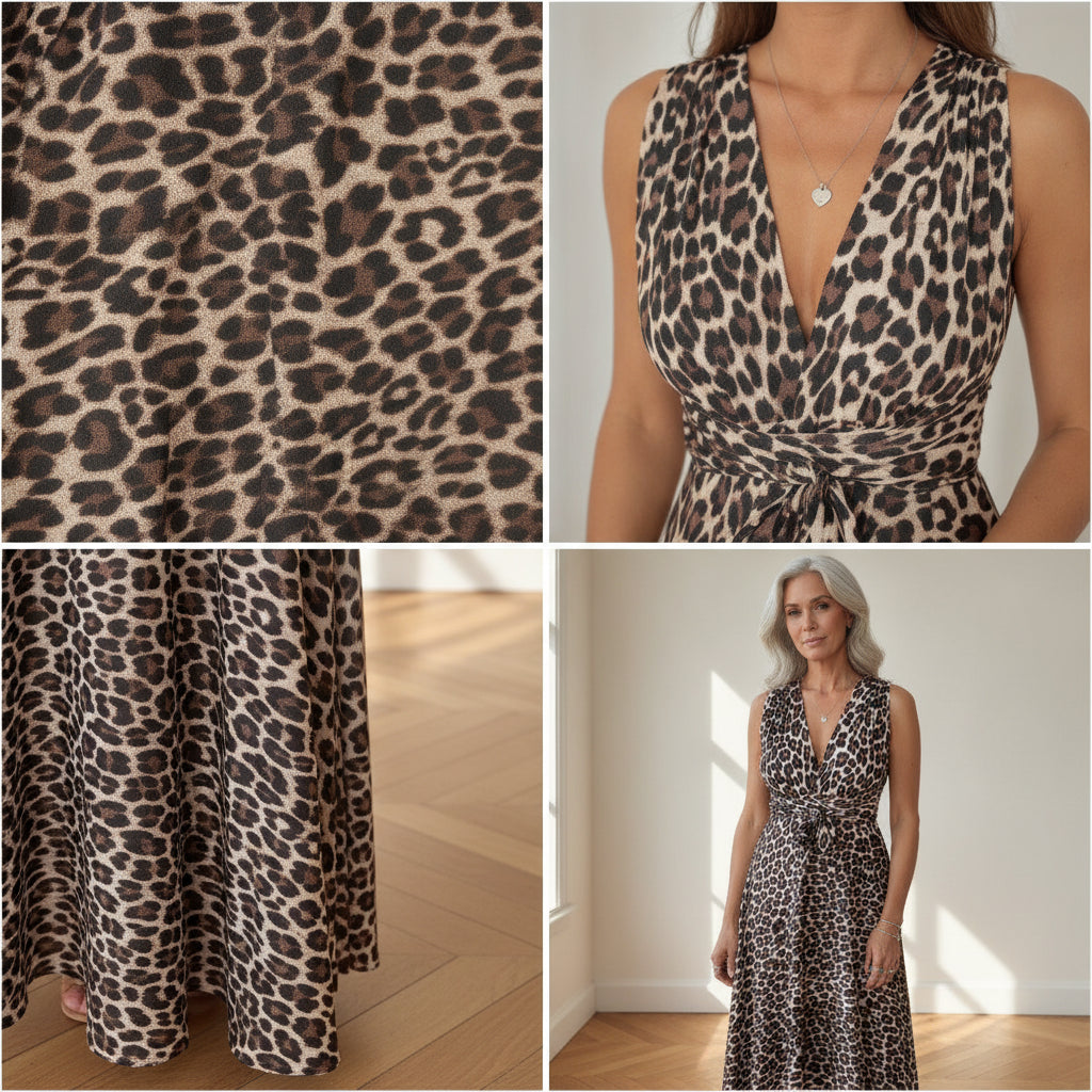 Wikkel Jurk met Luipaardprint - Veelzijdig en Elegant — details