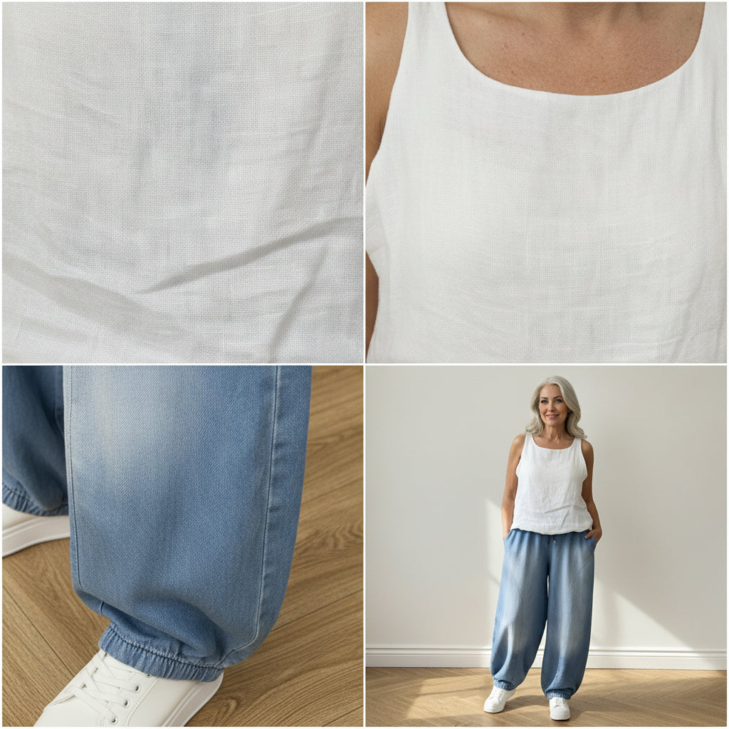Linnen Bubble Vest - Luchtig en Tijdloos — details