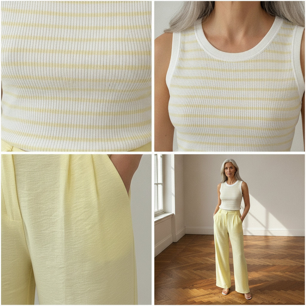 Vento Luchtige Viscose Broek - Lemon Ice — details