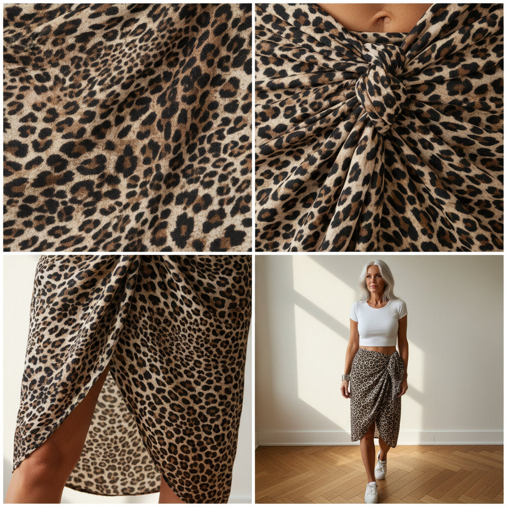 Lichtgewicht Sjaal met Tijgerprint - Bruin Elegante Accessoire — details