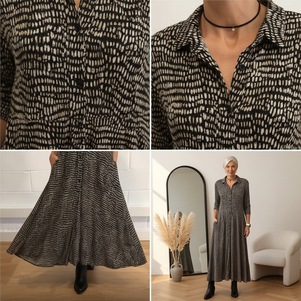 Freya™ | Vloeiende Maxi Jurk — details
