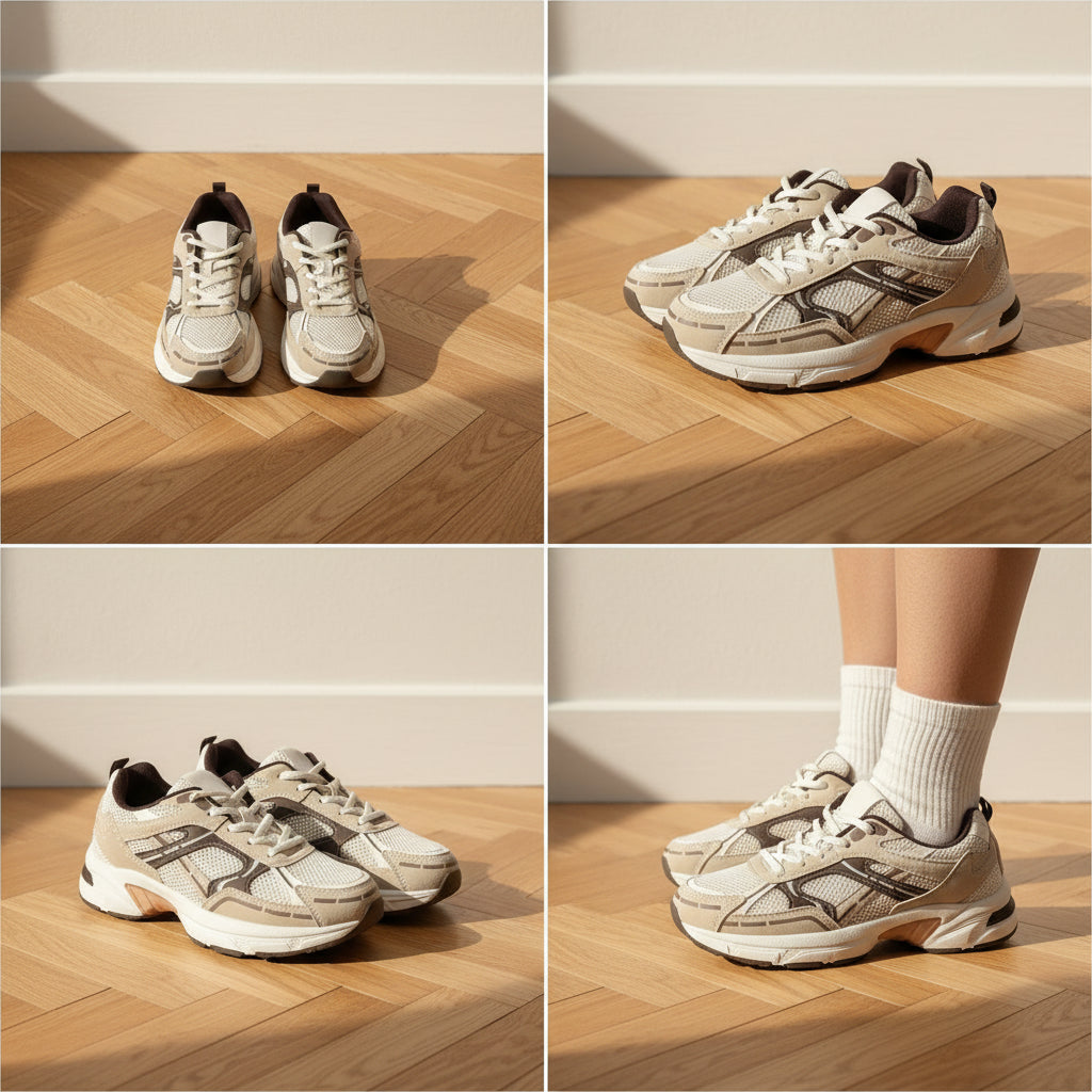 Nova 2.0 Trendy Sneaker - Beige/Chocoladebruin — details