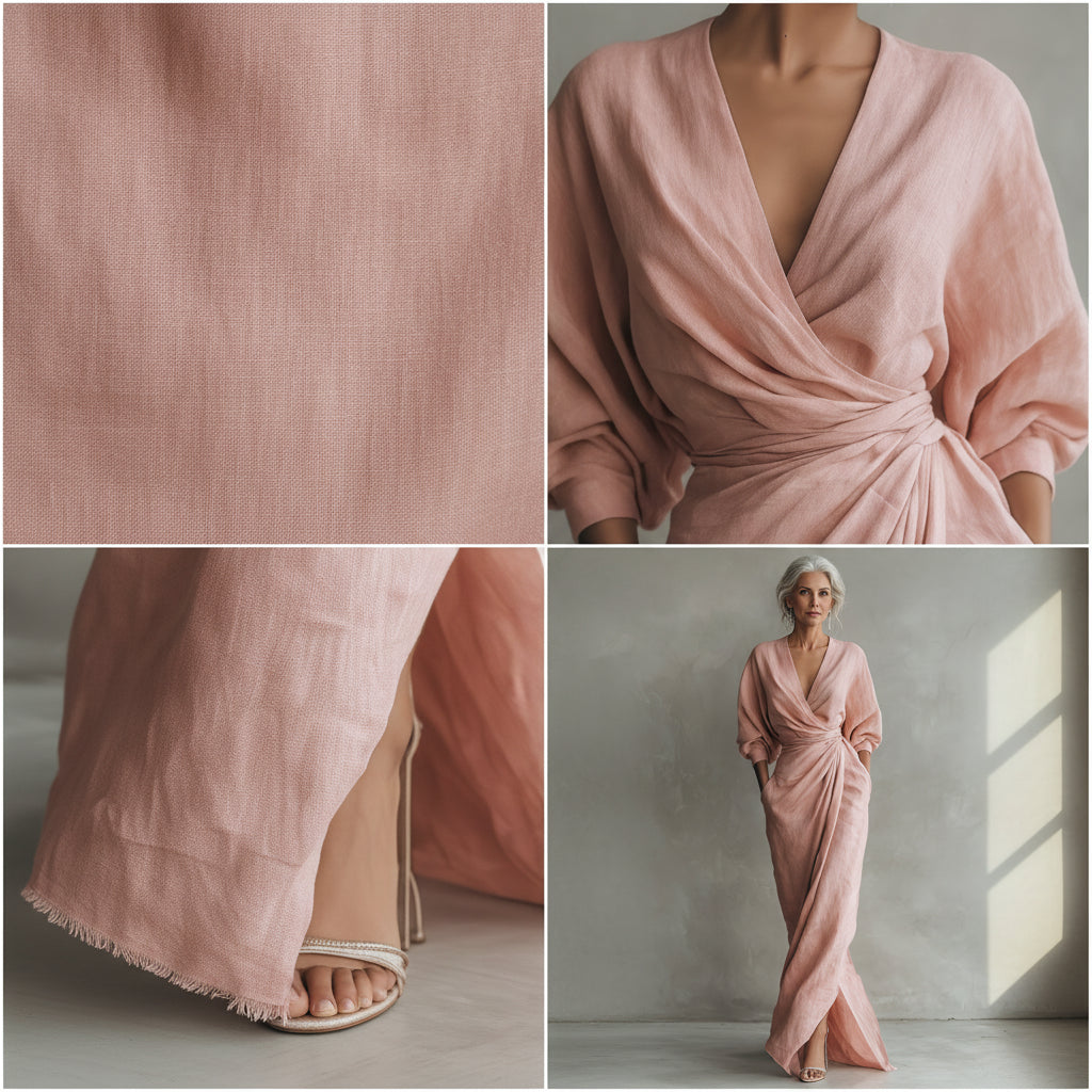 Linnen Maxi Jurk met V-Hals - Elegante Zomerjurk — details