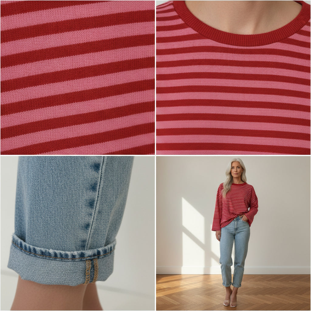 Mom Blue Jeans - Klassieke Hoge Taille Mom Fit in Washing Blue — details