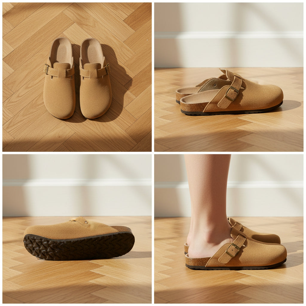 Elegante Suède Clog - Tijdloos Comfort en Stijl — details