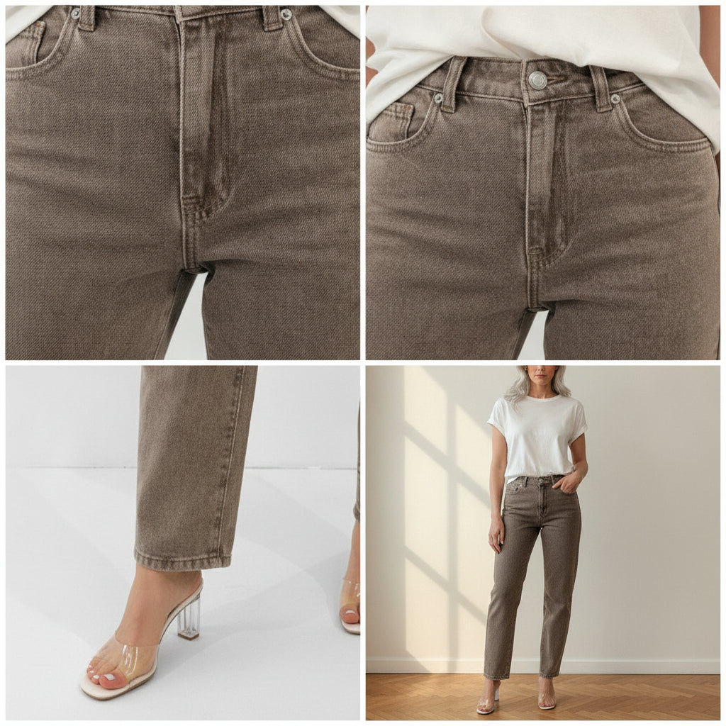 Mom Mousse Old Mom Fit Jeans - Mocca Wassing — details