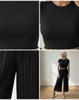 Geplisseerde Broek met Binnenbroek - Zwart — details