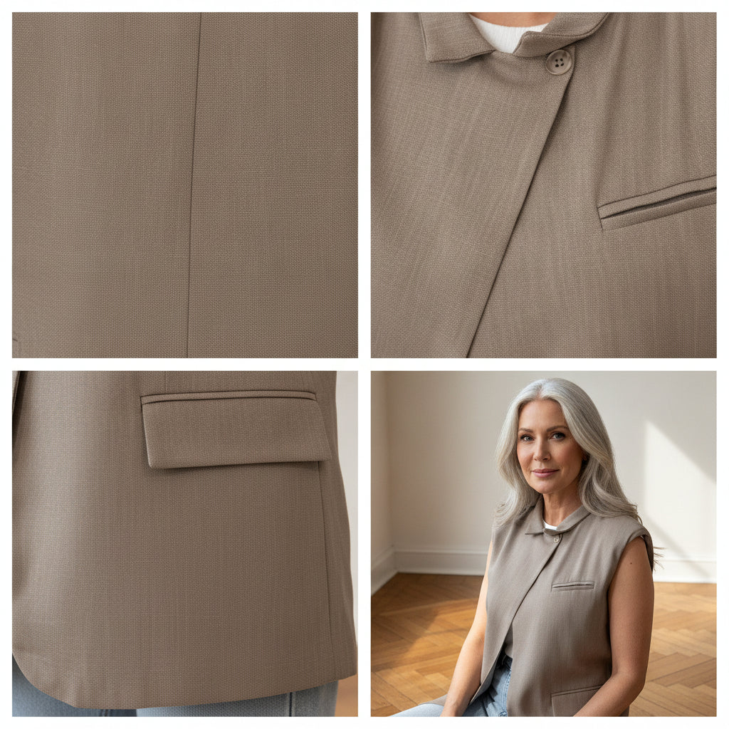 Veloria Elegante Blazervest - Mocca — details
