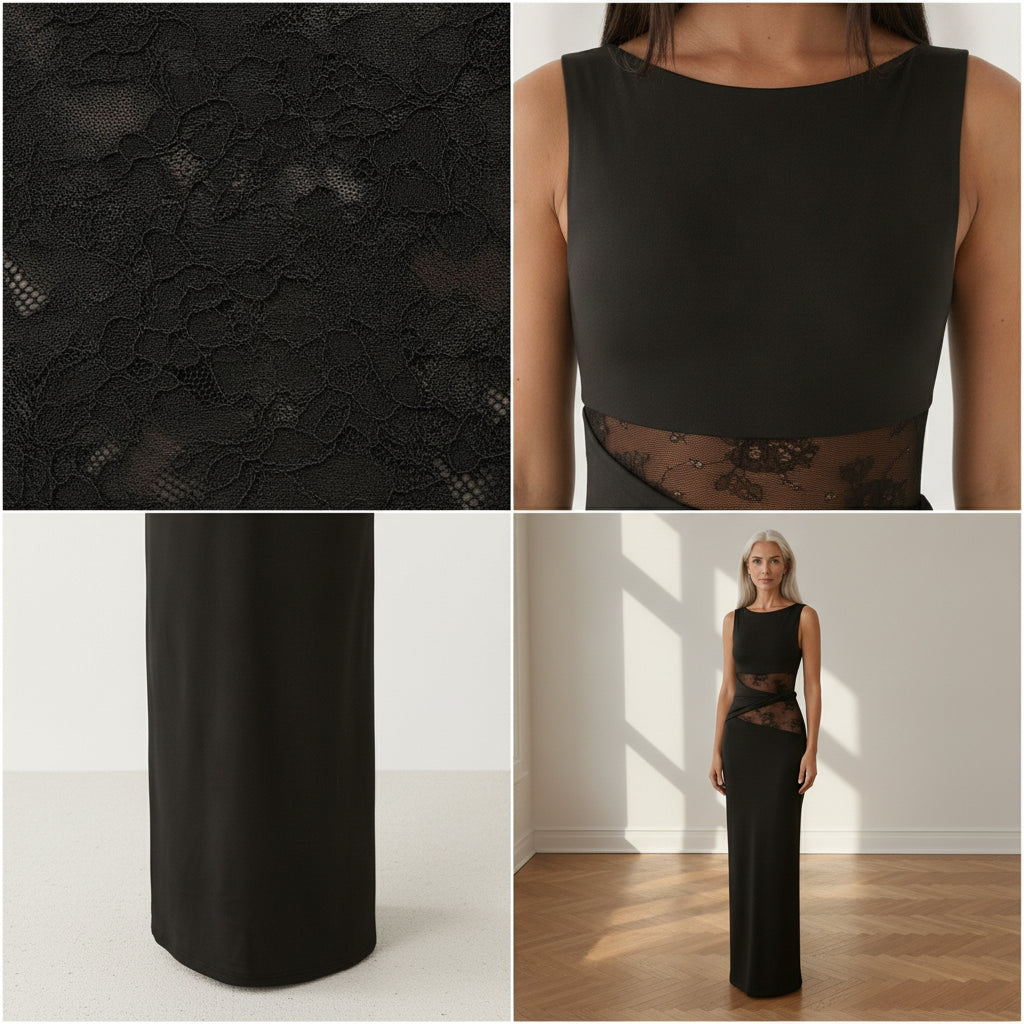 Kanten Illusie Maxi Jurk — details