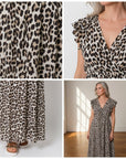 Leonora Mousseline Jurk - Luipaard/Bruin — details