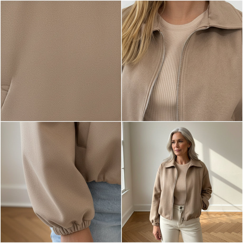 Mona Zachte Jas in Suède Look - Mocca — details