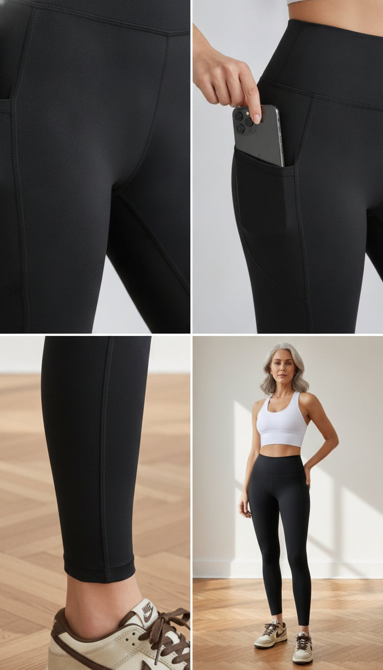 Performance Legging met Telefoonzak - Zwart — details