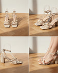 Flow - Elegante Sandaal met Bandjes - Lichtbeige — details
