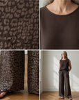 Zachte Katoenen Musselin Broek met Leopardprint - Bruin/Mocca — details