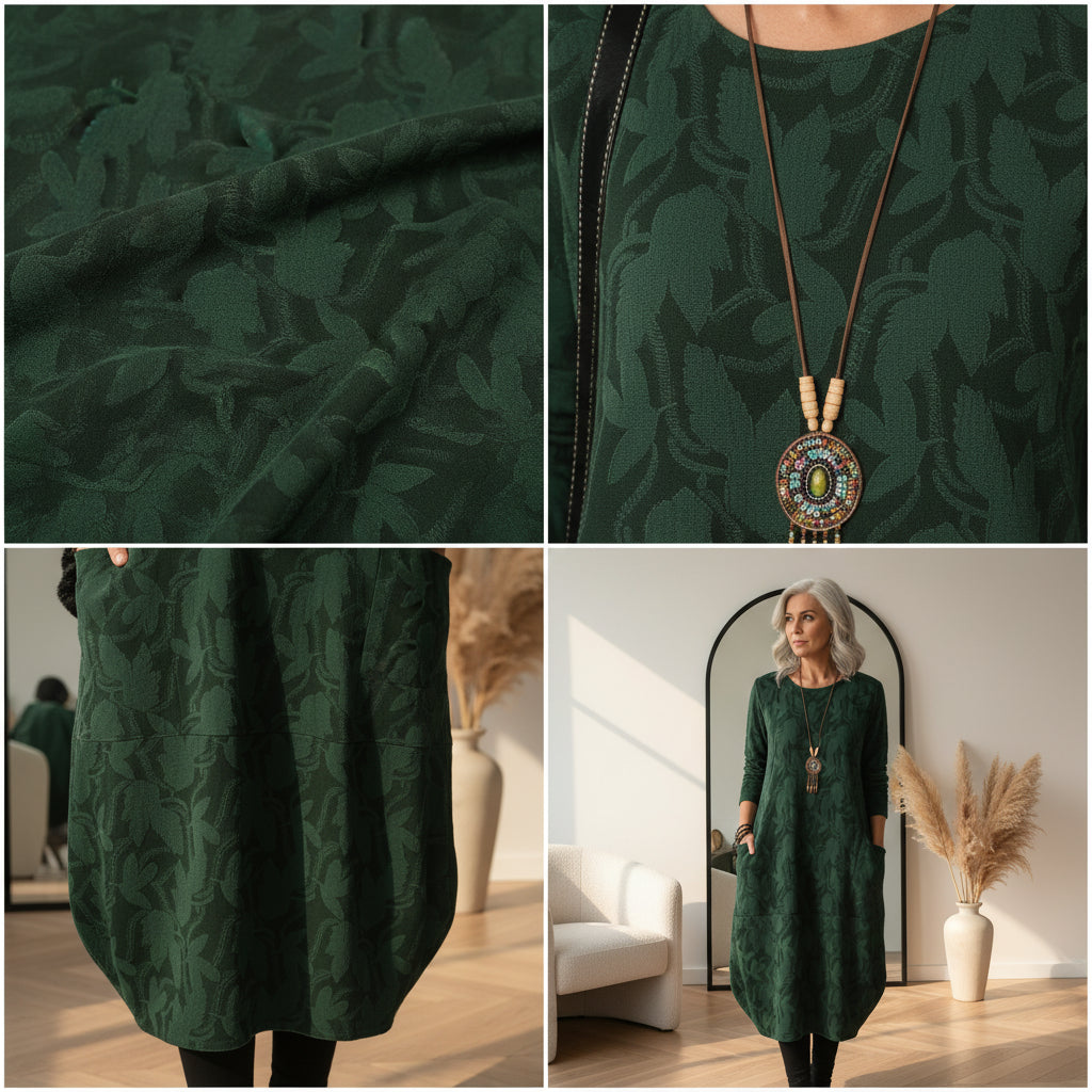 Aurora™ | Elegante Winter Jurk met Ronde Hals — details