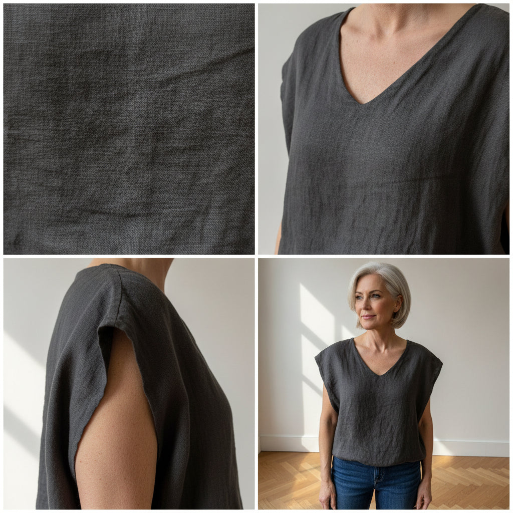 Tessa Linnen Bubble Top — details