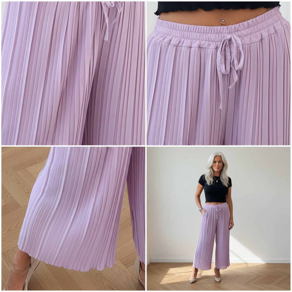 Luchtige Plissé Broek - Zomercomfort met Geïntegreerde Onderbroek — details