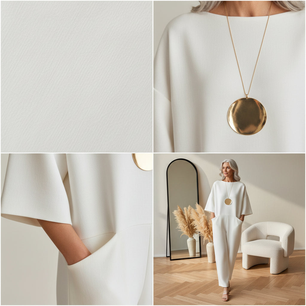 Aria | Dames Jumpsuit met Korte Mouwen en Wijde Pijpen — details