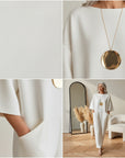 Aria | Dames Jumpsuit met Korte Mouwen en Wijde Pijpen — details
