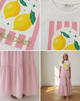 Lange Katoenen Rok met Onderrok - Roze — details