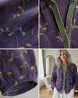 Vintage Blad Blouse - Tijdloze Elegantie met Klassiek Bladmotief — details
