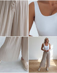 Geplisseerde Broek Beige met Comfortabele Binnenbroek — details