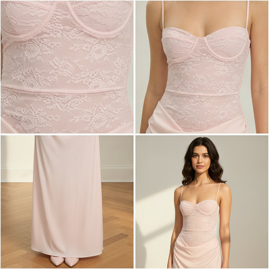 ARIA | Rose Muse Maxi Jurk — details