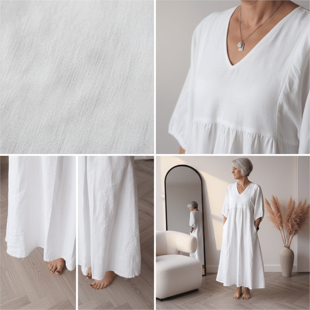 Elegante Maxi Jurk met V-Hals — details