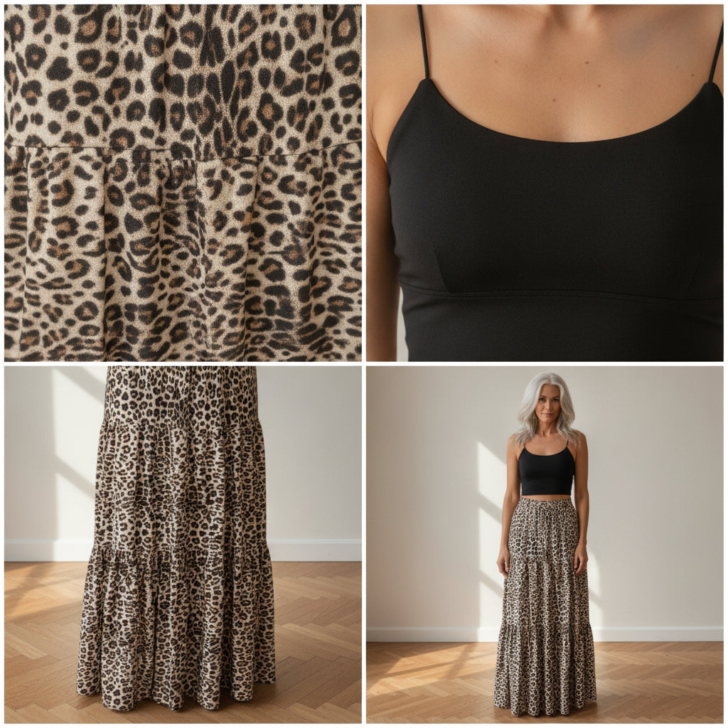 Maxi Viscose Leopard Rok - Elegante Tijdloze Stijl — details