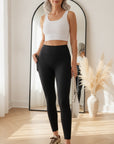 Performance Legging met Telefoonzak - Zwart — front view