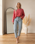 Mom Blue Jeans - Klassieke Hoge Taille Mom Fit in Washing Blue — front view
