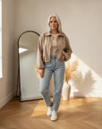 Mona Zachte Jas in Suède Look - Mocca — front view