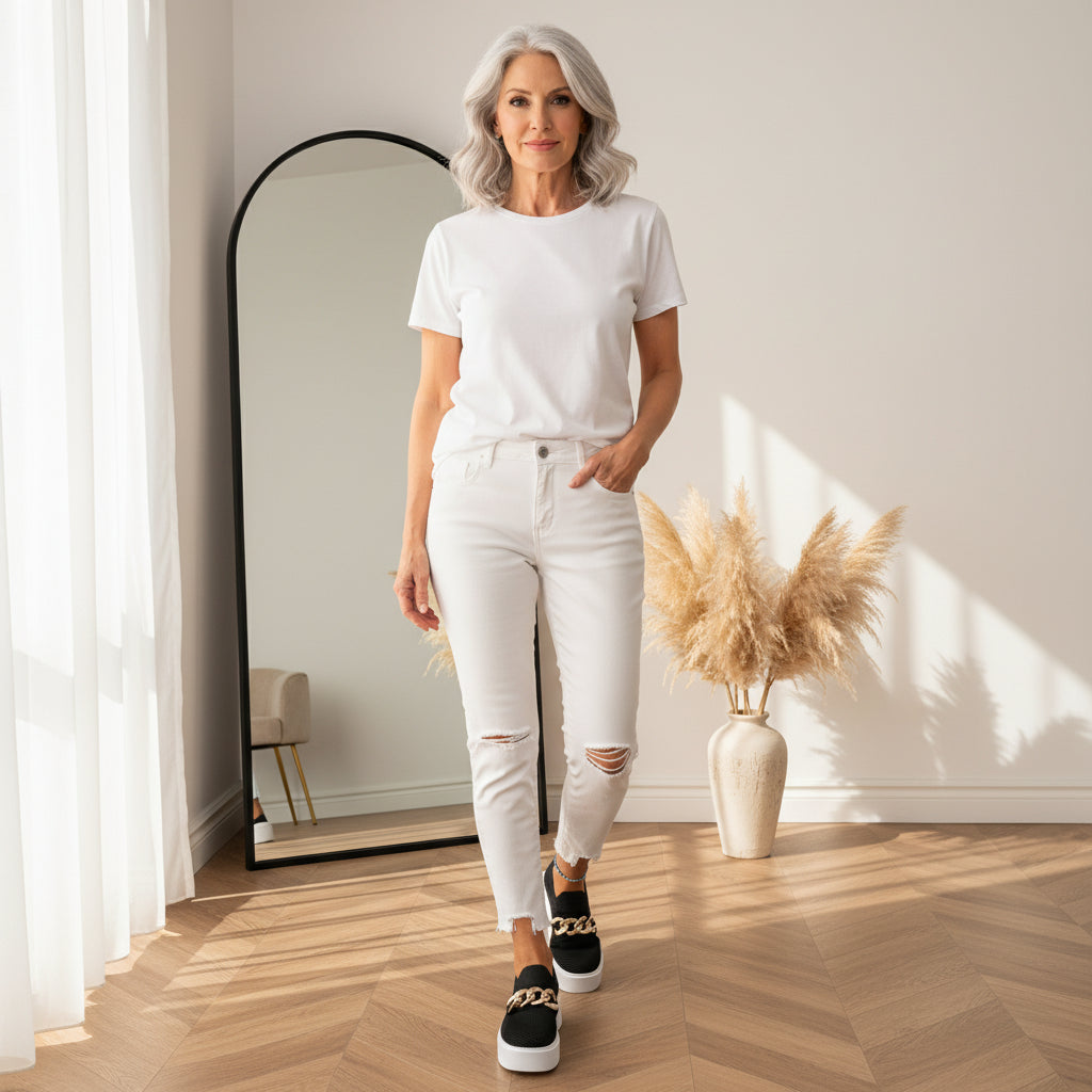 Maria - Elegante Schoenen met Decoratieve Metalen Ketting — front view