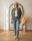 Stijlvolle Viscose Blouson - Matcha Groen — front view