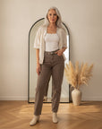 Elegante Viscose Blouson in Lichtbeige - Tijdloze Stijl — front view