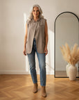 Veloria Elegante Blazervest - Mocca — front view