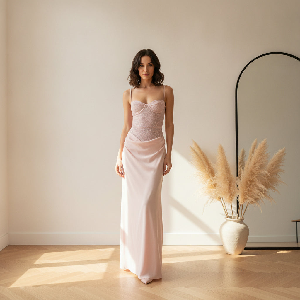ARIA | Rose Muse Maxi Jurk — front view