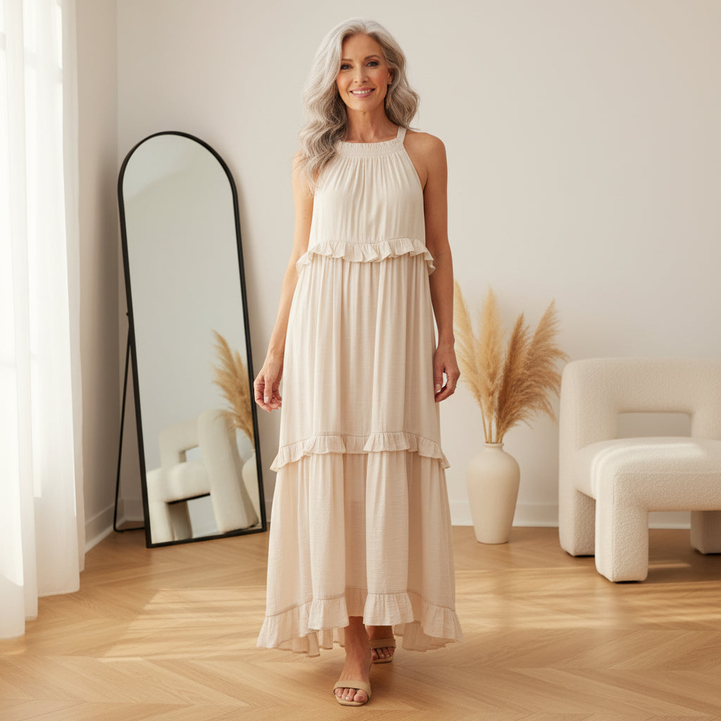 Courtney™ | Elegante Mouwloze Jurk met Ruches — front view