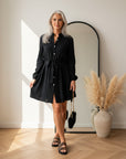 Filipa Mousseline Jurk - Zwart — front view