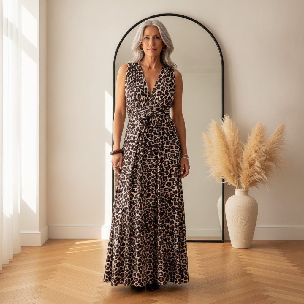 Wikkel Jurk met Luipaardprint - Veelzijdig en Elegant — front view
