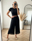 Geplisseerde Broek met Binnenbroek - Zwart — front view