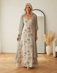 Willow | Dames Bloemen Maxi Jurk met Longline Vest Set — front view