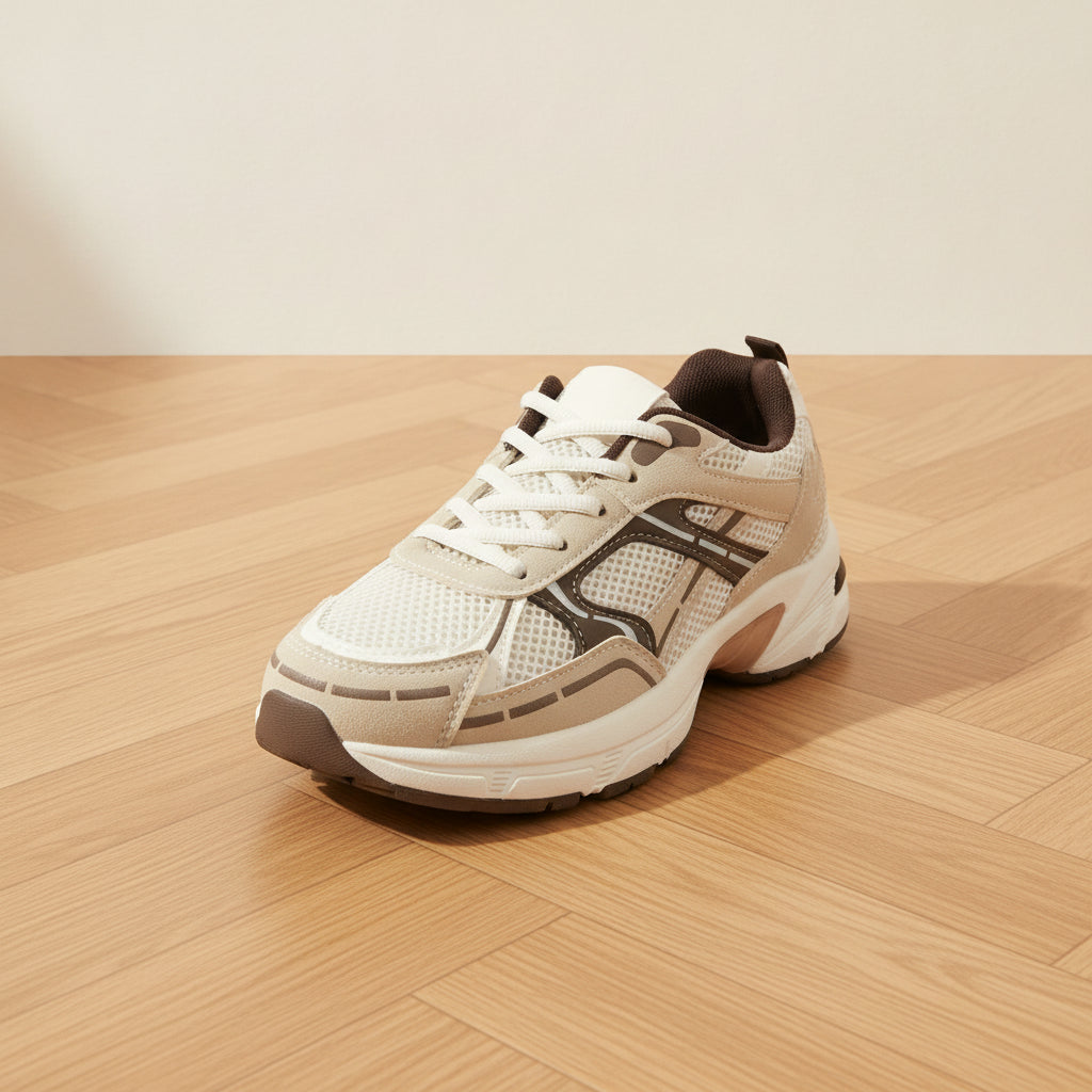 Nova 2.0 Trendy Sneaker - Beige/Chocoladebruin — front view