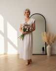 Leonora Mousseline Jurk - Beige — front view