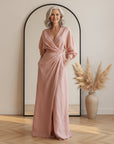 Linnen Maxi Jurk met V-Hals - Elegante Zomerjurk — front view